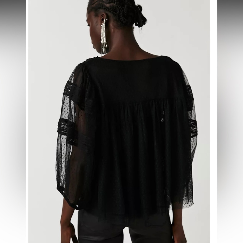 Free People NWOT True Candy Mesh Top Black - Picture 4 of 16